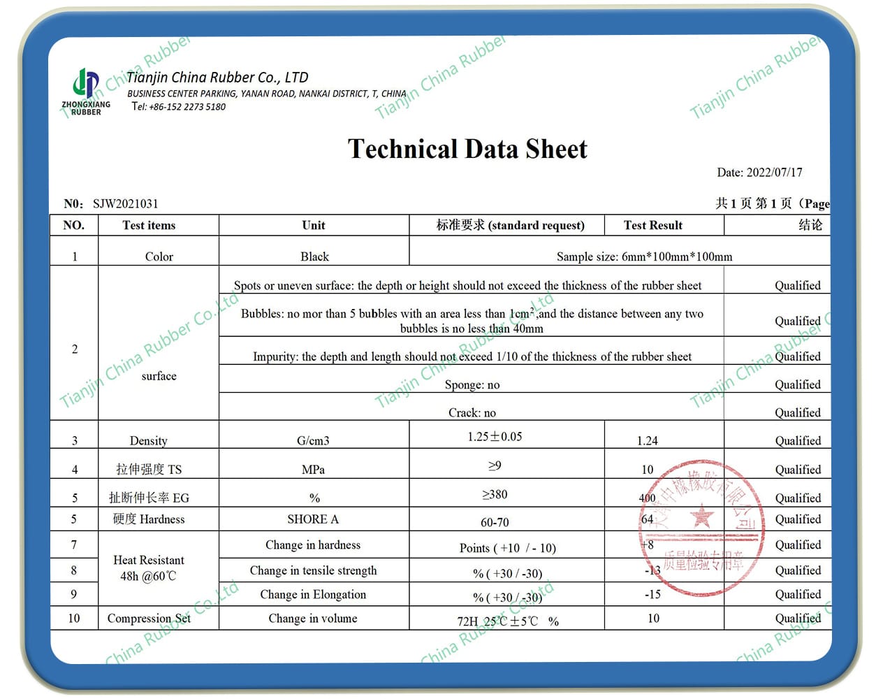 china natural rubber sheet