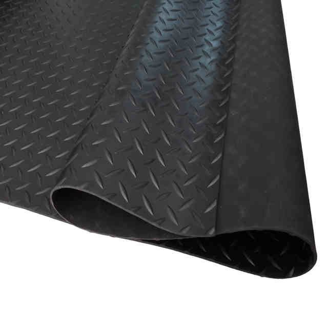Rubber diamond plate black garage flooring