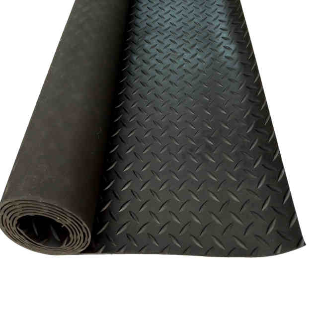 Rubber diamond plate black garage flooring
