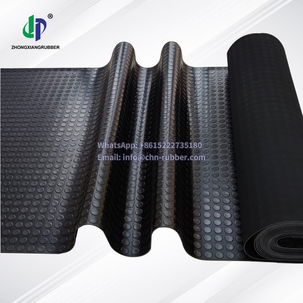 Black 1.5g/cm³ Round Stud Non slip Rubber Sheet