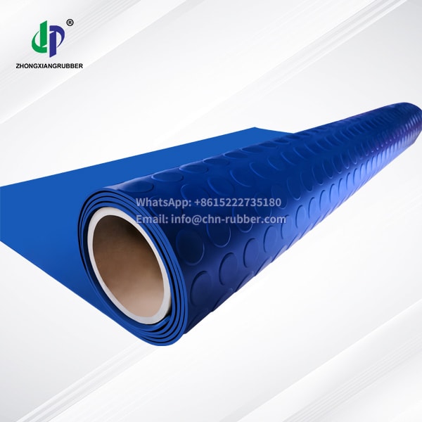 Coin top rubber flooring blue 1.5g/cm³ anti skid floor mats