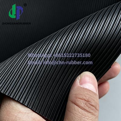 Black 1.5g/cm³ Fine Ribbed Rubber Sheet
